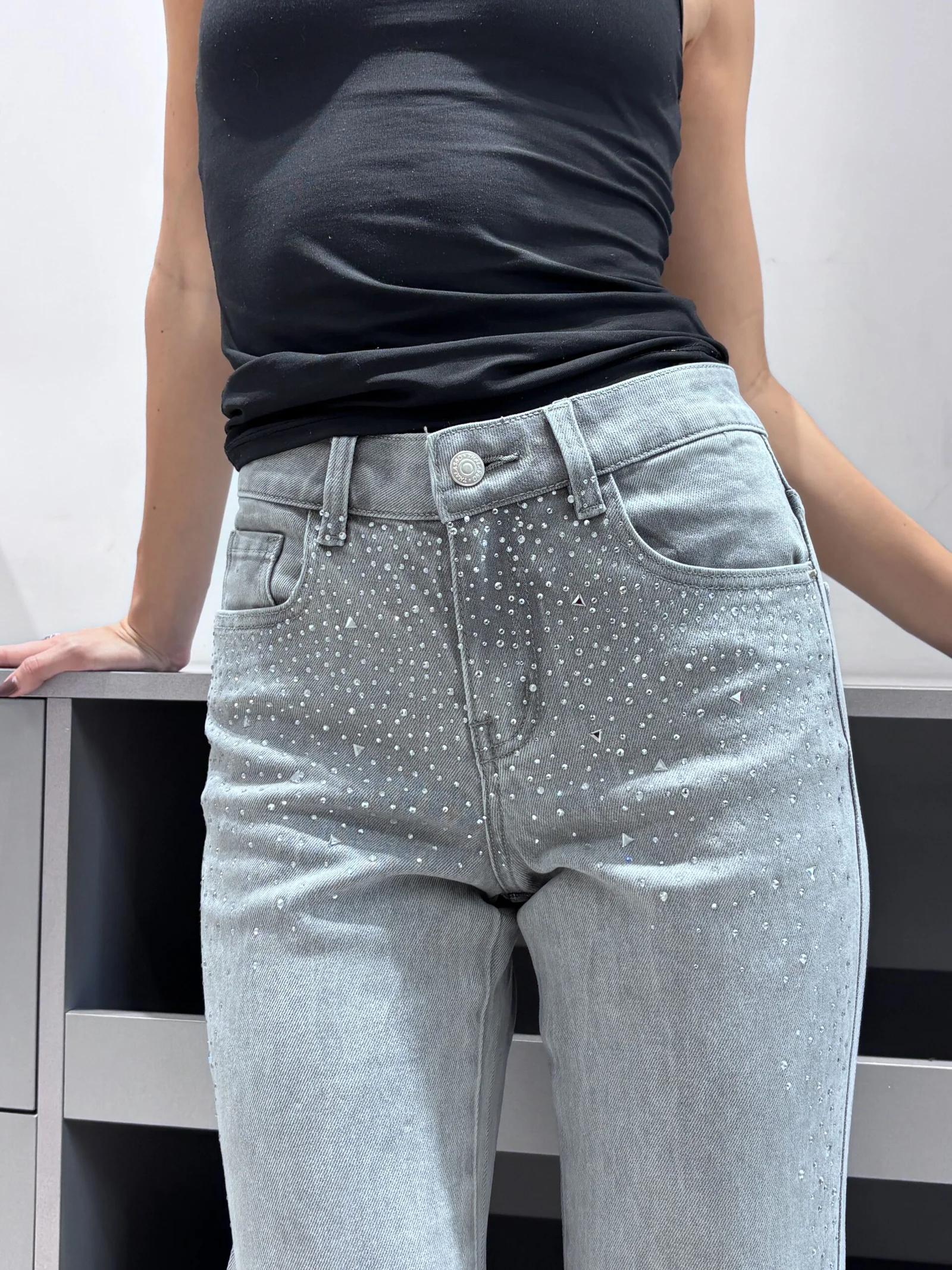 Oxford gris con strass
