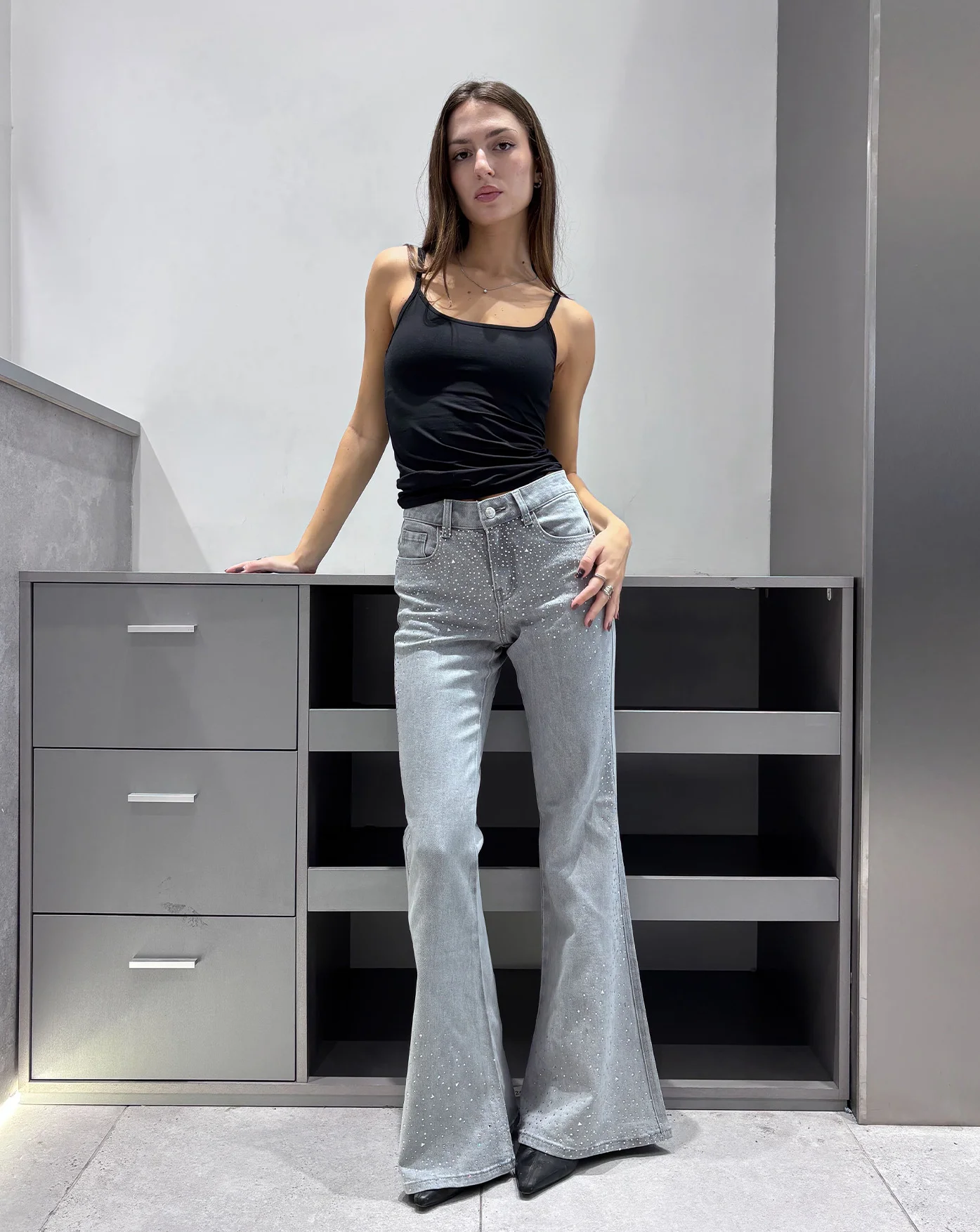 Oxford gris con strass