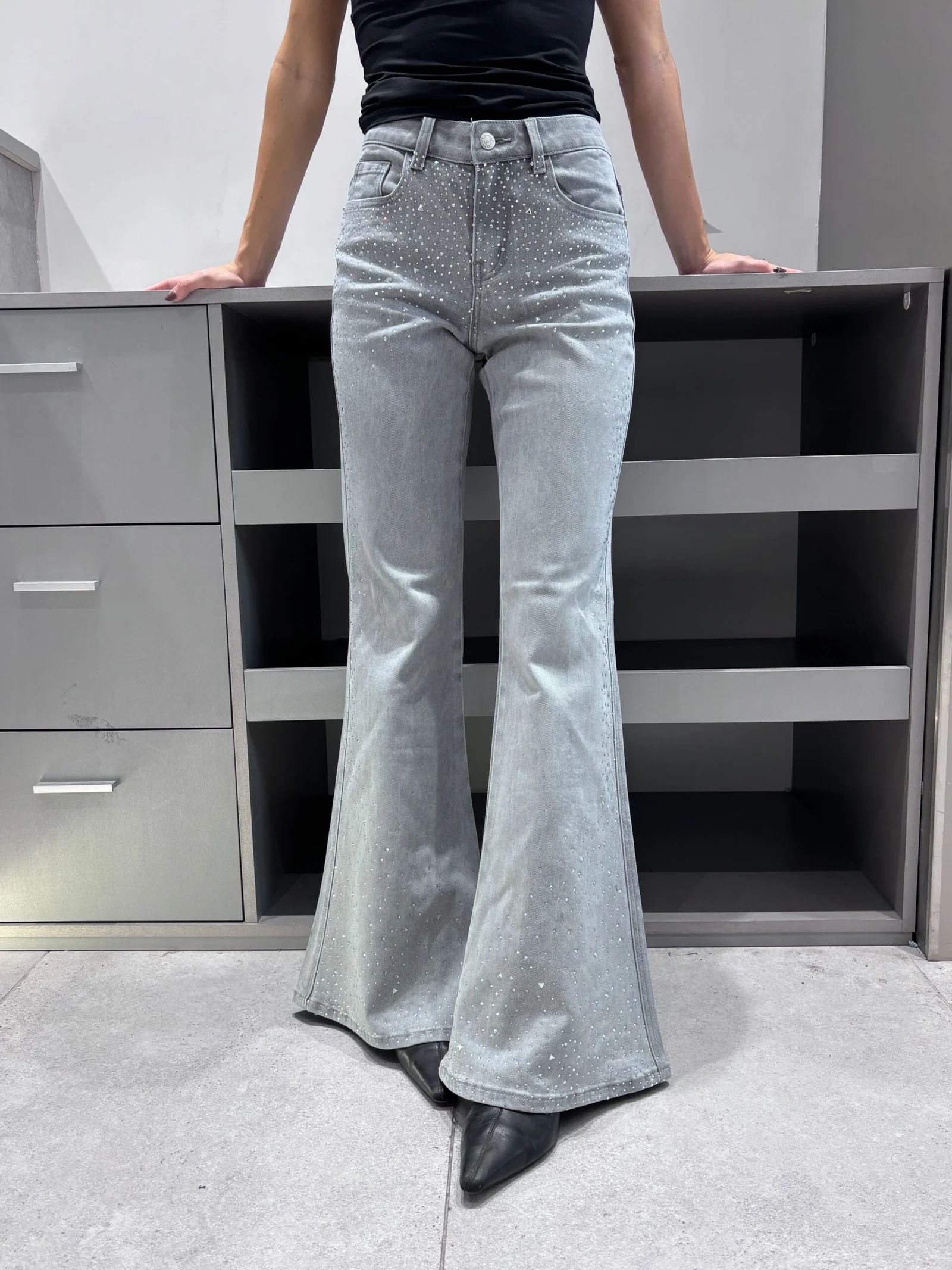 Oxford gris con strass