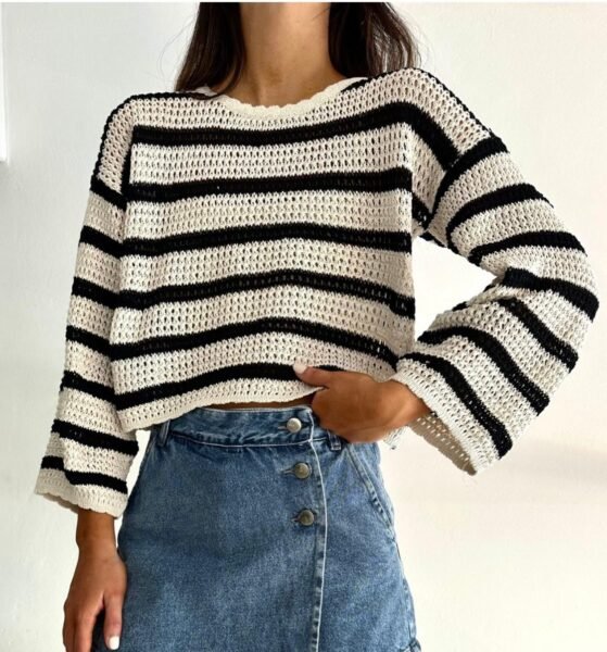 Sweater calado manga ancha